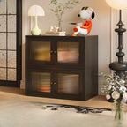 Modern Metal 2-Tier Closed Back Bookcase with Doors