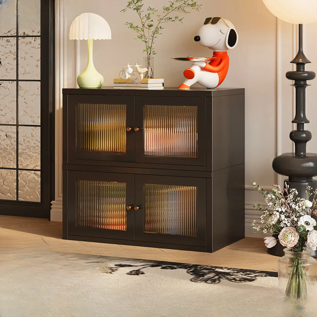 Modern Metal 2-Tier Closed Back Bookcase with Doors