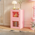 Modern Metal 2-Tier Closed Back Bookcase with Doors
