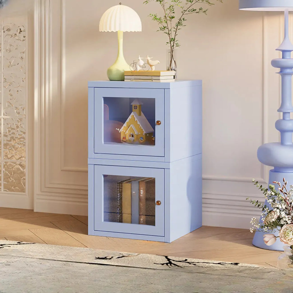 Modern Metal 2-Tier Closed Back Bookcase with Doors