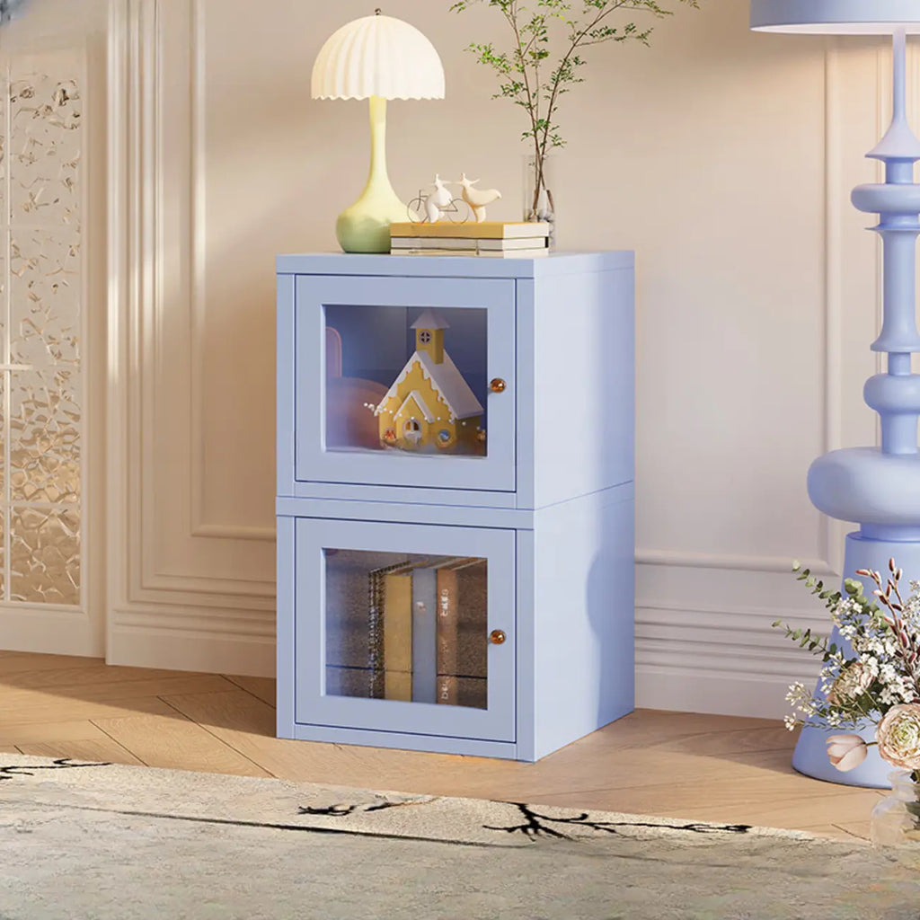 Modern Metal 2-Tier Closed Back Bookcase with Doors