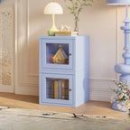Modern Metal 2-Tier Closed Back Bookcase with Doors