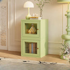 Modern Metal 2-Tier Closed Back Bookcase with Doors