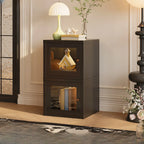 Modern Metal 2-Tier Closed Back Bookcase with Doors