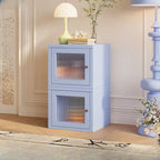 Modern Metal 2-Tier Closed Back Bookcase with Doors