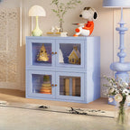 Modern Metal 2-Tier Closed Back Bookcase with Doors