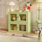 Modern Metal 2-Tier Closed Back Bookcase with Doors