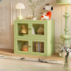 Modern Metal 2-Tier Closed Back Bookcase with Doors