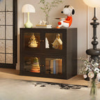 Modern Metal 2-Tier Closed Back Bookcase with Doors