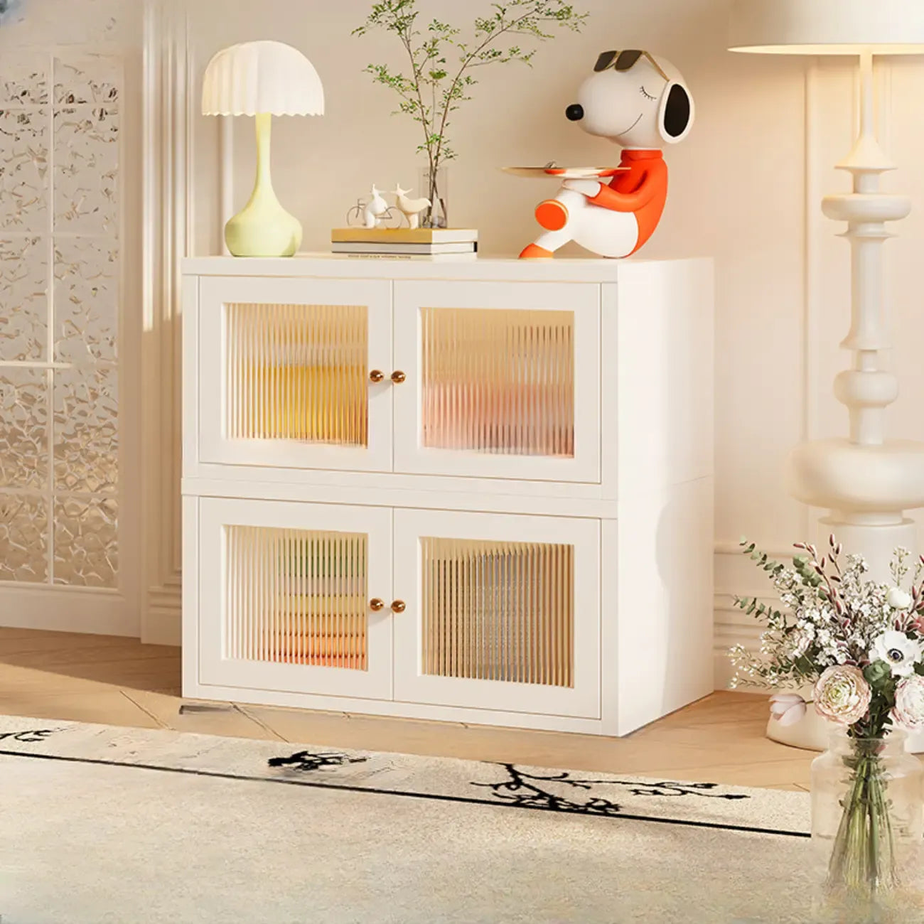 Modern Metal 2-Tier Closed Back Bookcase with Doors