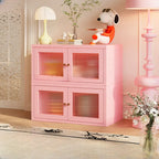 Modern Metal 2-Tier Closed Back Bookcase with Doors