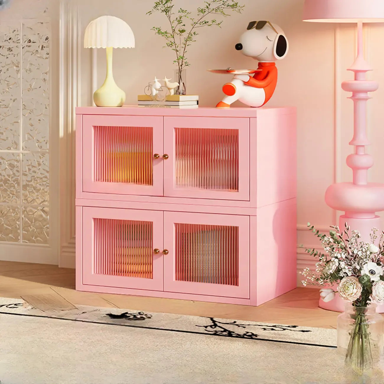 Modern Metal 2-Tier Closed Back Bookcase with Doors