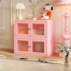Modern Metal 2-Tier Closed Back Bookcase with Doors