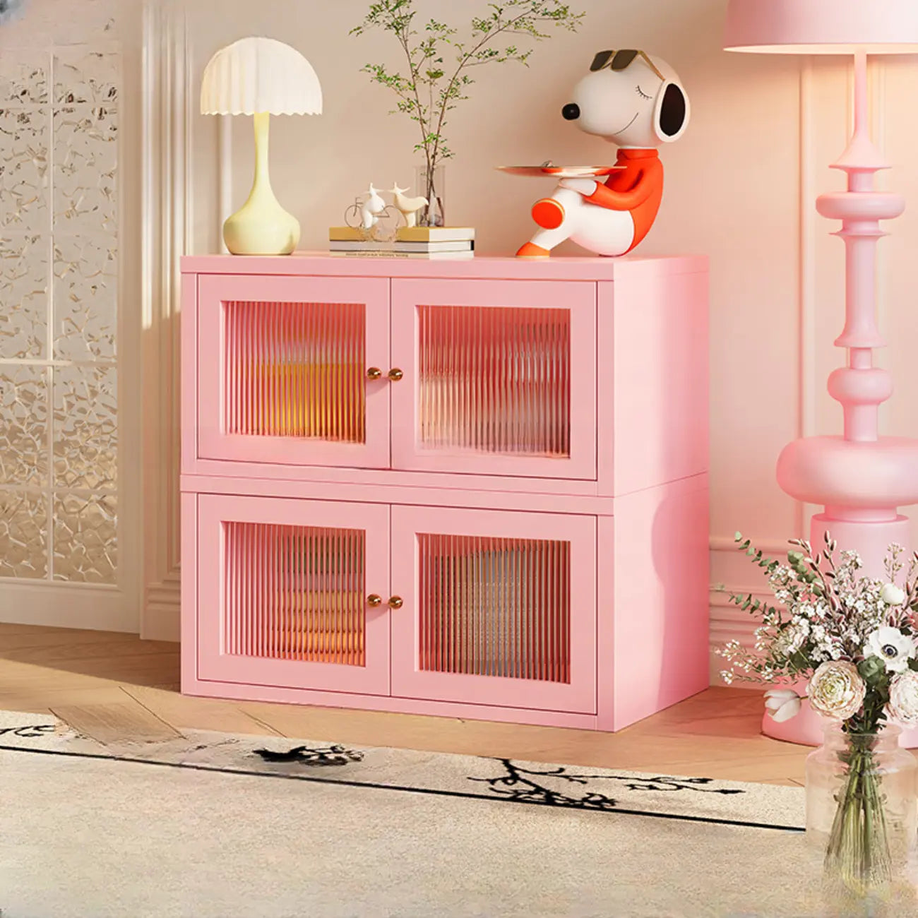 Modern Metal 2-Tier Closed Back Bookcase with Doors