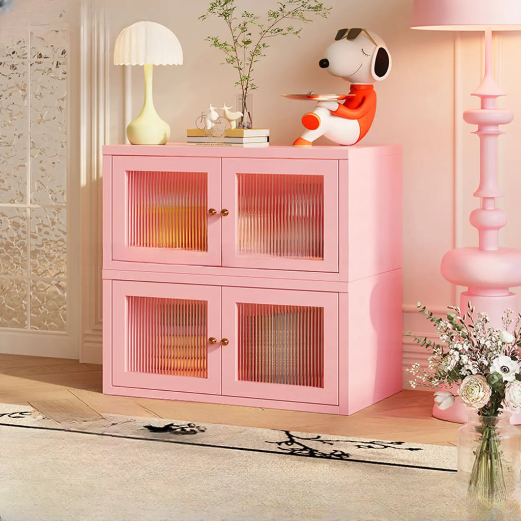 Modern Metal 2-Tier Closed Back Bookcase with Doors