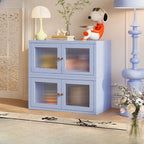 Modern Metal 2-Tier Closed Back Bookcase with Doors