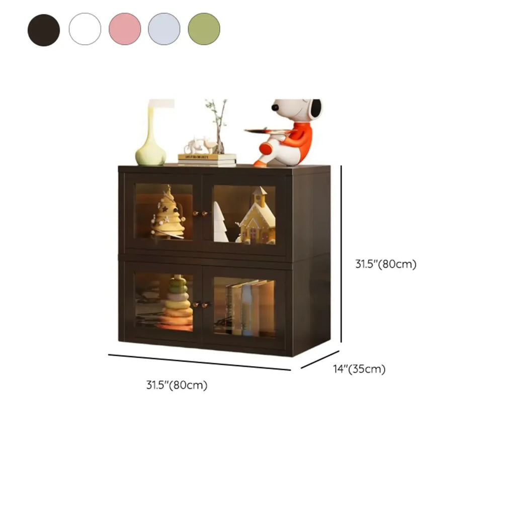 Modern Metal 2-Tier Closed Back Bookcase with Doors