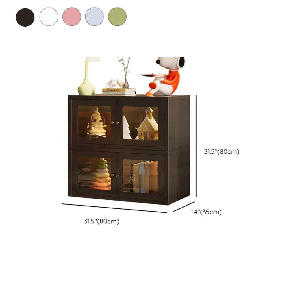 Modern Metal 2-Tier Closed Back Bookcase with Doors