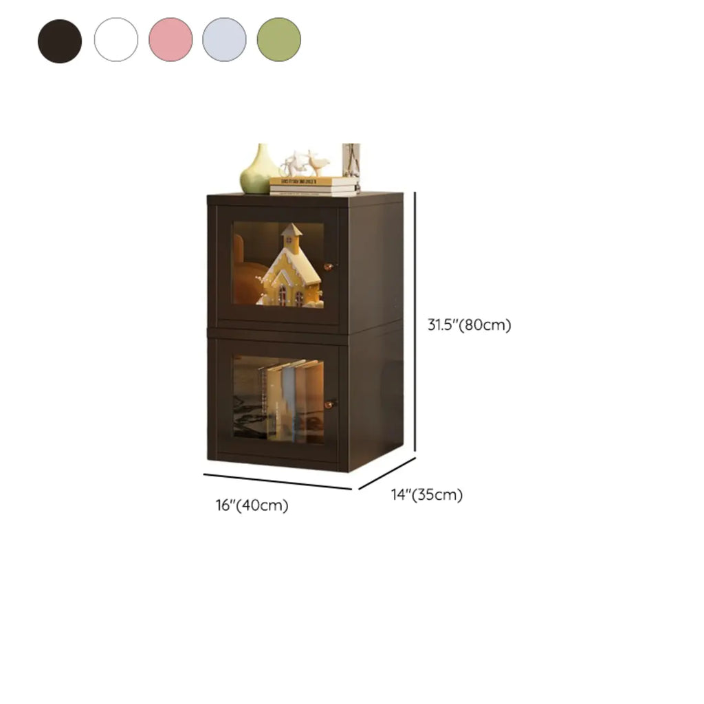 Modern Metal 2-Tier Closed Back Bookcase with Doors