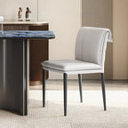 Modern Faux Leather Dining Chair with Alloy Legs