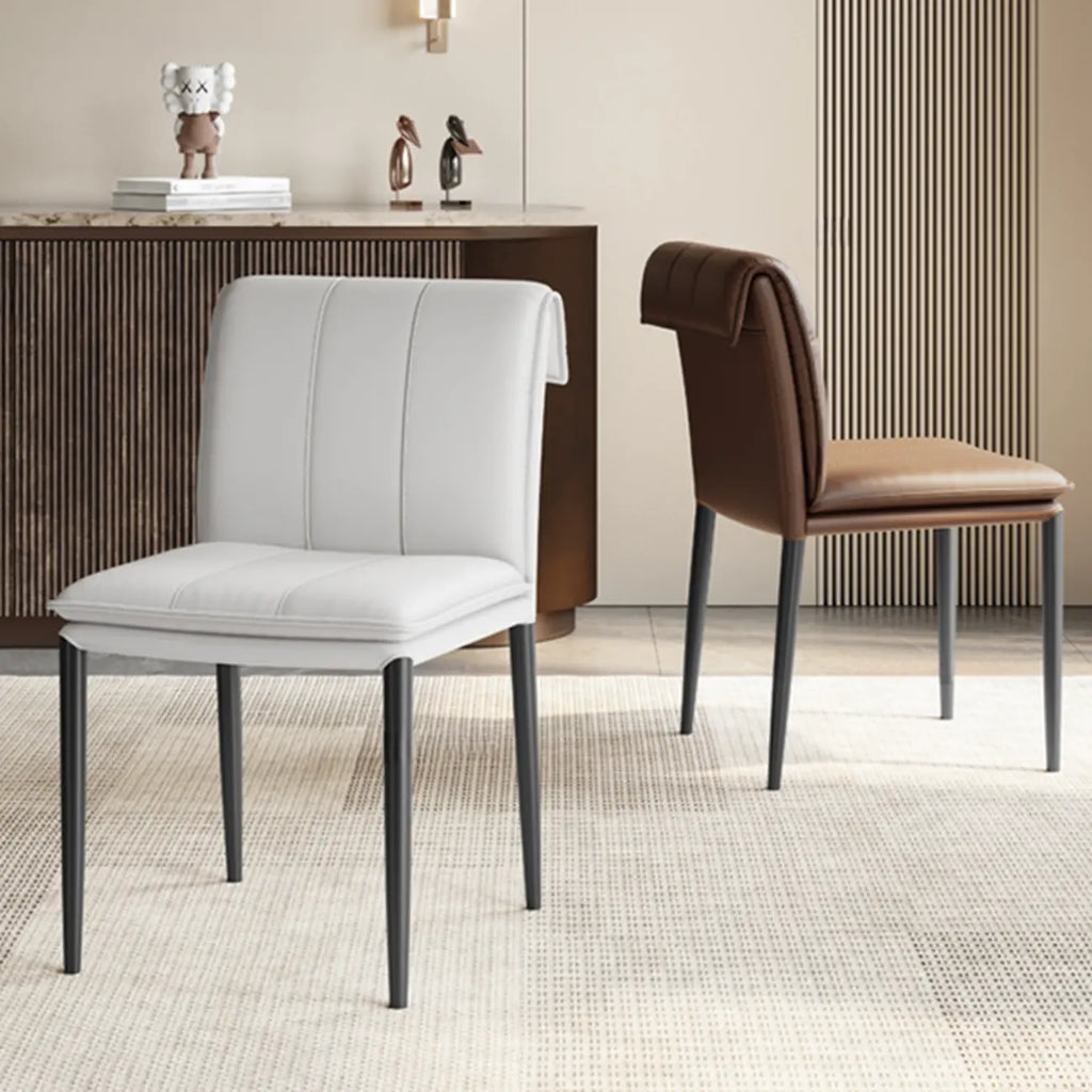 Modern Faux Leather Dining Chair with Alloy Legs