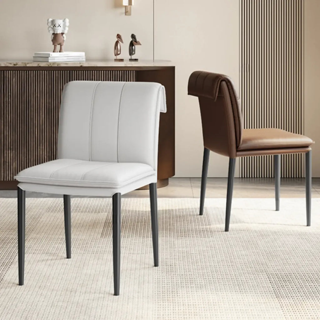Modern Faux Leather Dining Chair with Alloy Legs