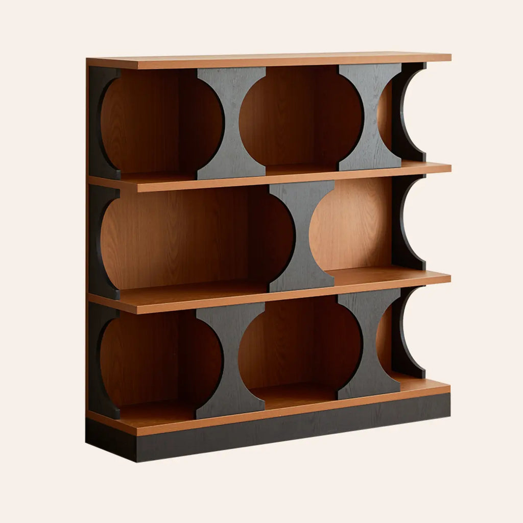 3-Tiers Geometric Modern Rectangular Wood Bookcase Black
