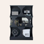 3-Tiers Geometric Modern Rectangular Wood Bookcase Black