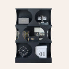 3-Tiers Geometric Modern Rectangular Wood Bookcase Black