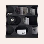 3-Tiers Geometric Modern Rectangular Wood Bookcase Black