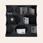 3-Tiers Geometric Modern Rectangular Wood Bookcase Black