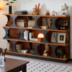 3-Tiers Geometric Modern Rectangular Wood Bookcase Black