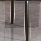 Art Deco Armless Faux Leather Low Back Dining Chair