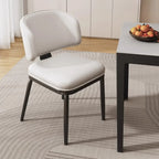 Art Deco Armless Faux Leather Low Back Dining Chair