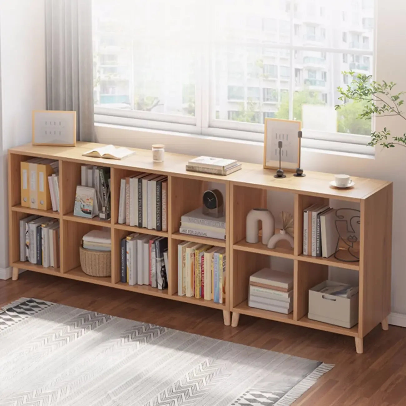 Modern Wood Cube Wood  Bookcase with Versatile Storage