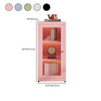 Modern Glass Door 3-Shelf Steel Green Frame Bookcase