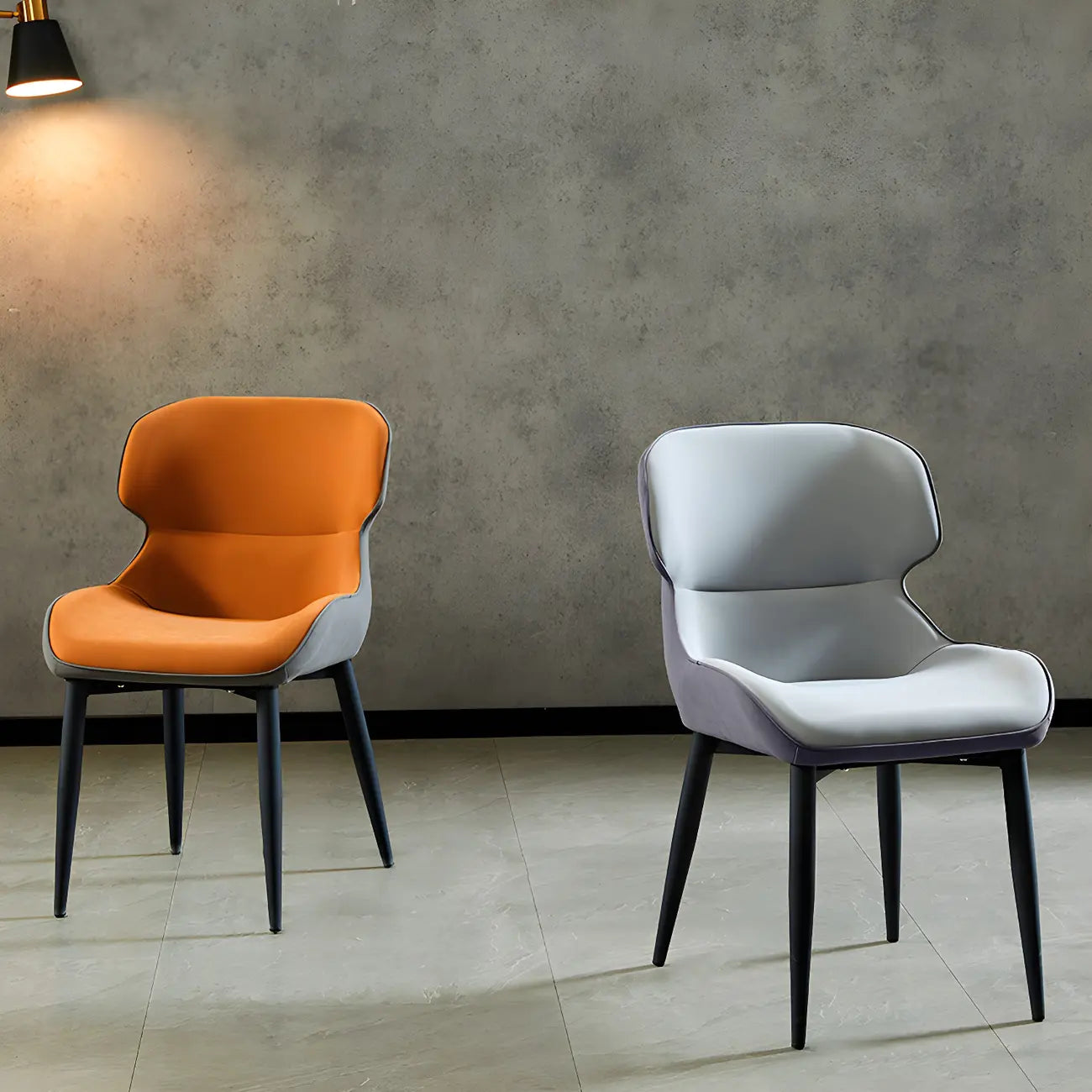 Scandinavian Leather Wingback Upholstered Dining Chair