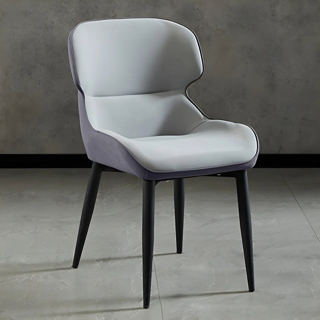 Scandinavian Leather Wingback Upholstered Dining Chair