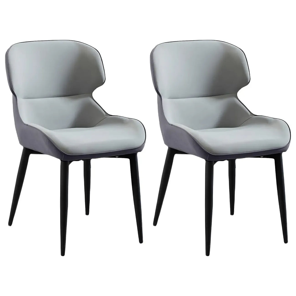 Scandinavian Leather Wingback Upholstered Dining Chair