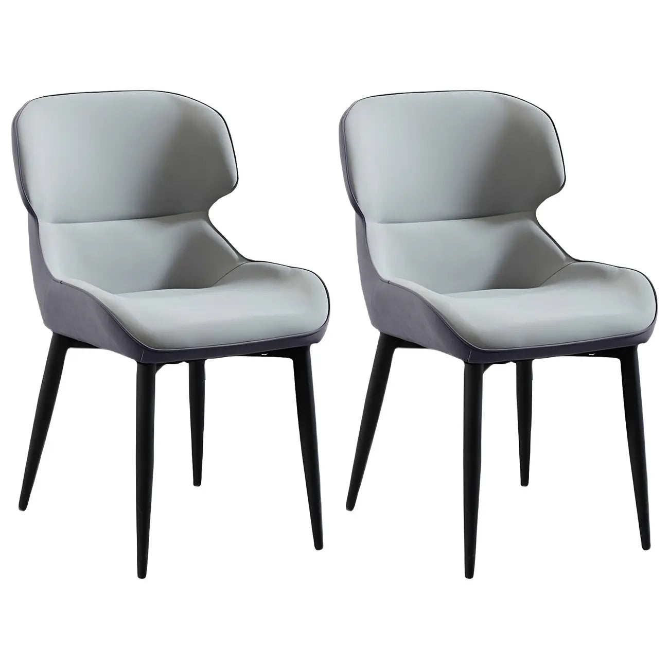 Scandinavian Leather Wingback Upholstered Dining Chair