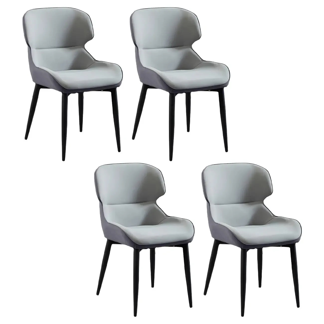 Scandinavian Leather Wingback Upholstered Dining Chair