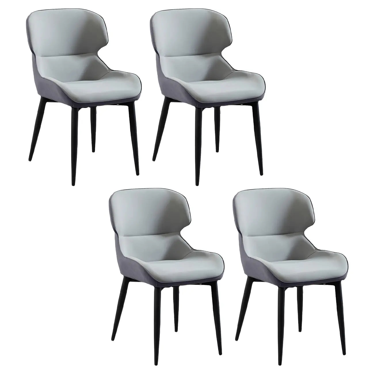 Scandinavian Leather Wingback Upholstered Dining Chair