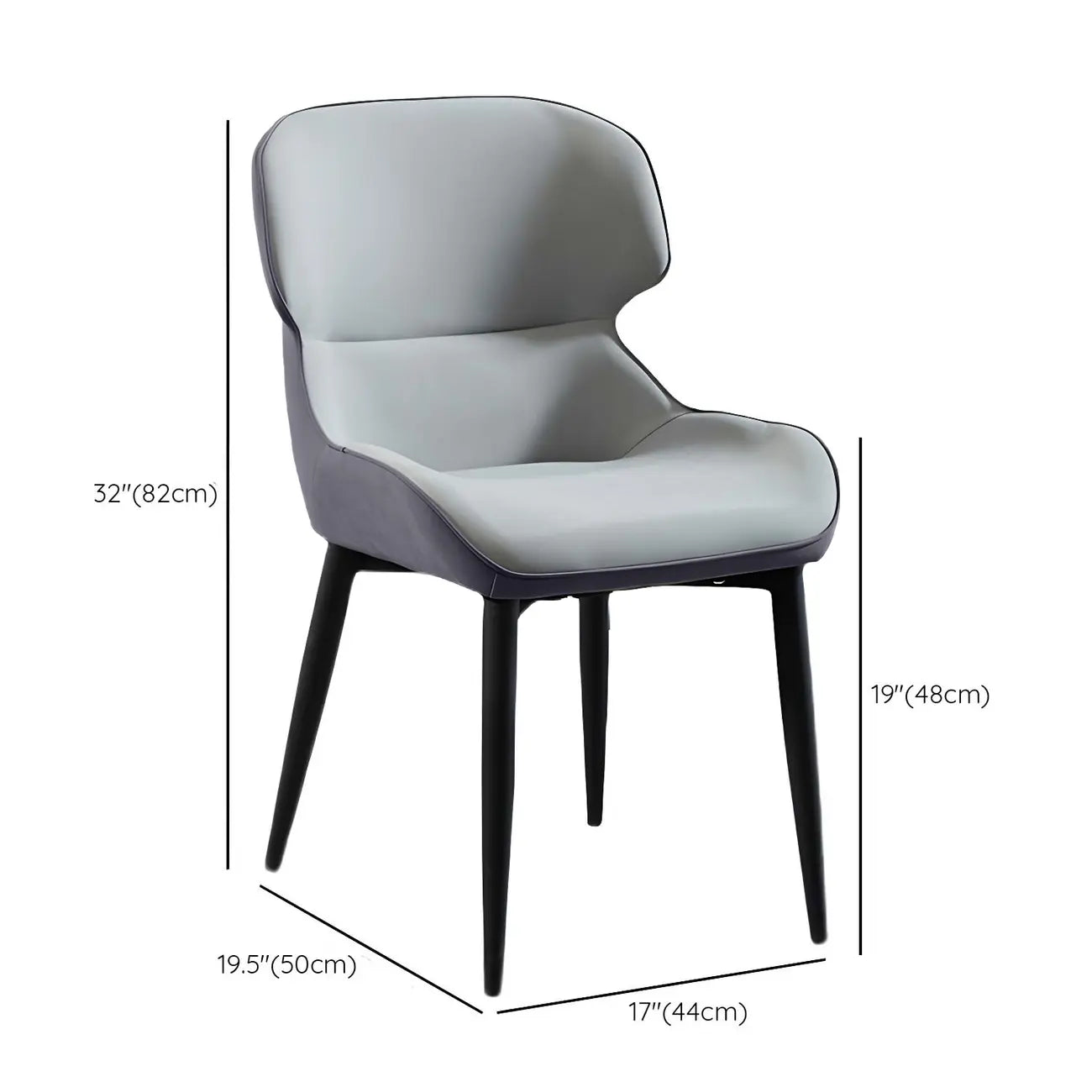 Scandinavian Leather Wingback Upholstered Dining Chair