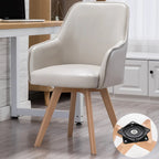 Scandinavian Leather Swivel Dining Chair with Wood Legs
