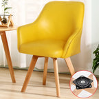 Scandinavian Leather Swivel Dining Chair with Wood Legs