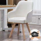 Scandinavian Leather Swivel Dining Chair with Wood Legs