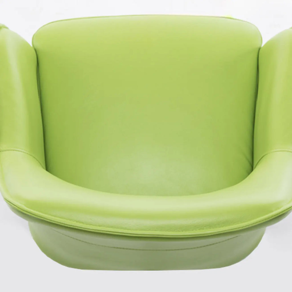 Scandinavian Leather Swivel Dining Chair with Wood Legs