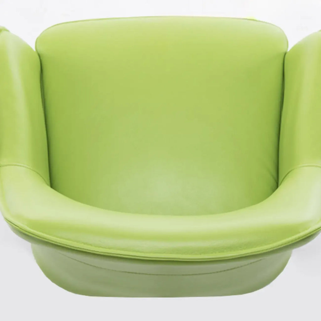 Scandinavian Leather Swivel Dining Chair with Wood Legs