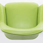 Scandinavian Leather Swivel Dining Chair with Wood Legs