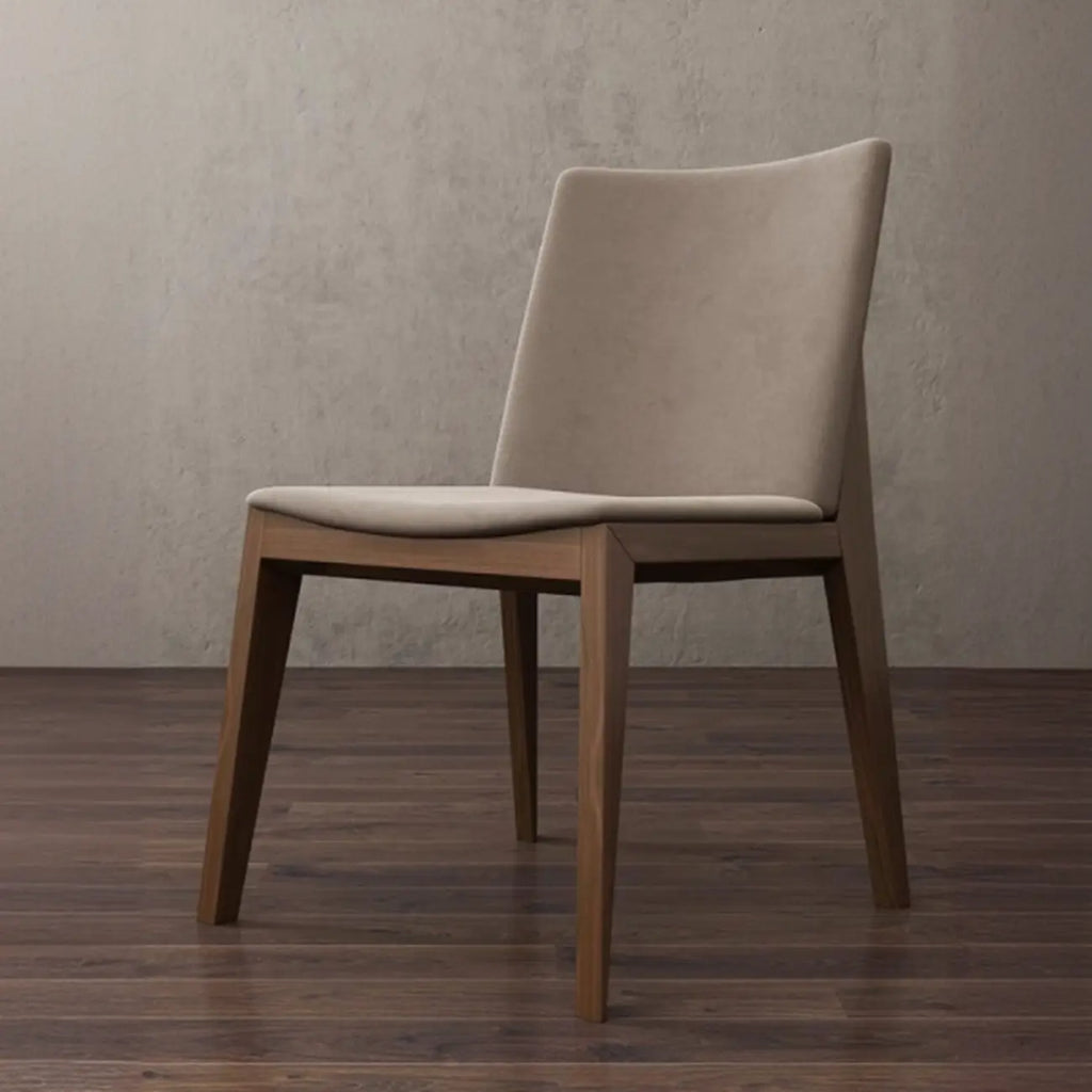 Modern Armless Upholstered Dining Chair with Wood Legs